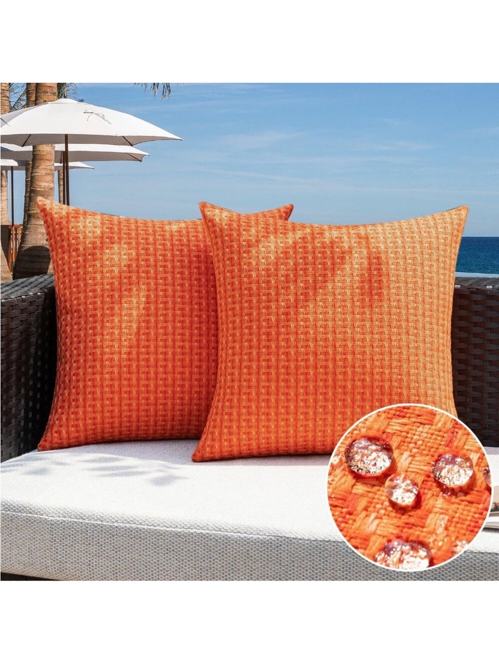 Outdoor Waterproof Pillow Covers Orange 12" By 20"